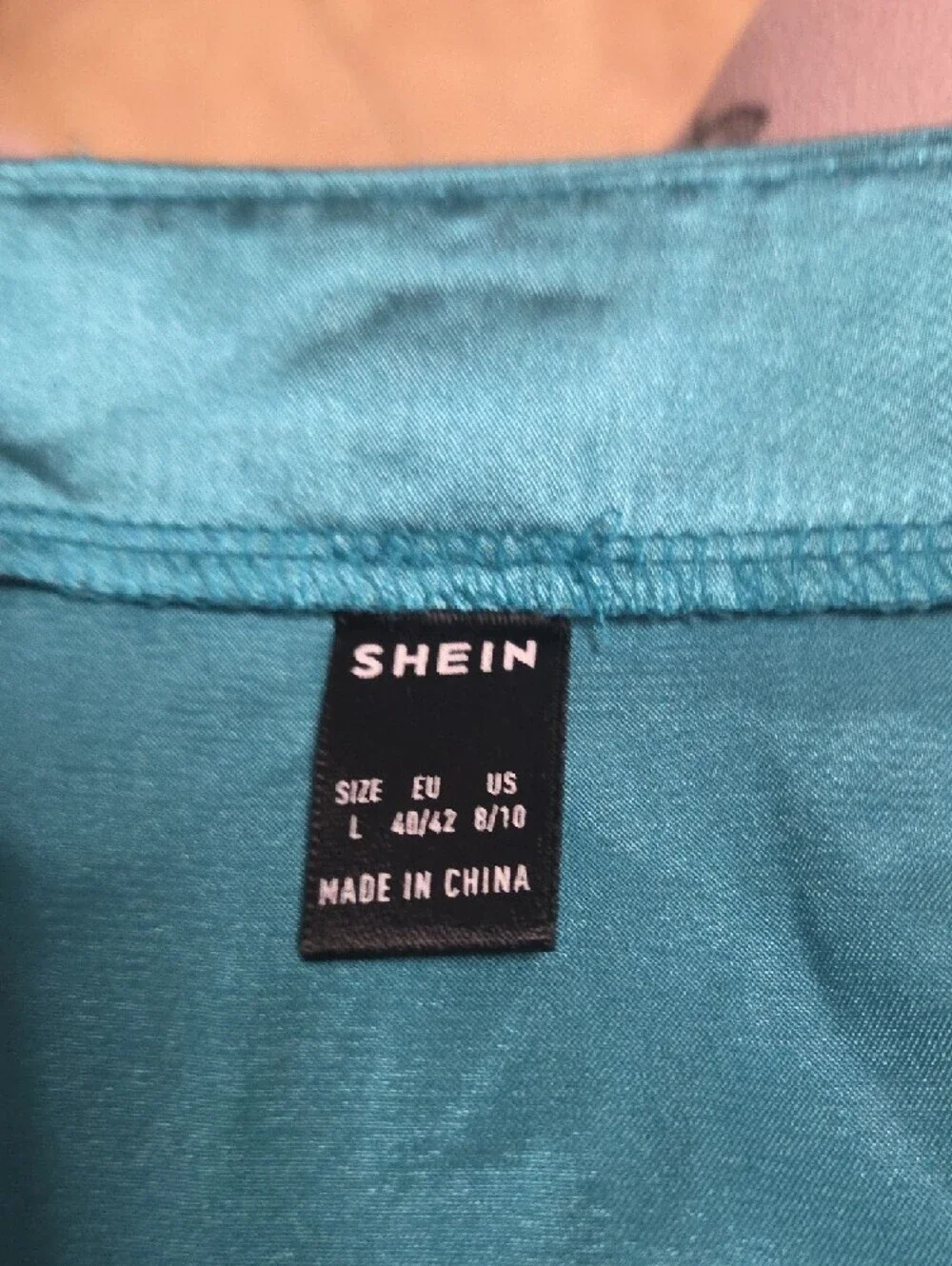 SHEIN Shimmery Teal Satin Skirt with Side Tie Large [1975]